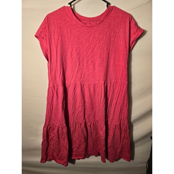 Gap Womens Pink Short Boho Dress Ruffles Size Large Tall L Barbie Barbiecore - Picture 1 of 2